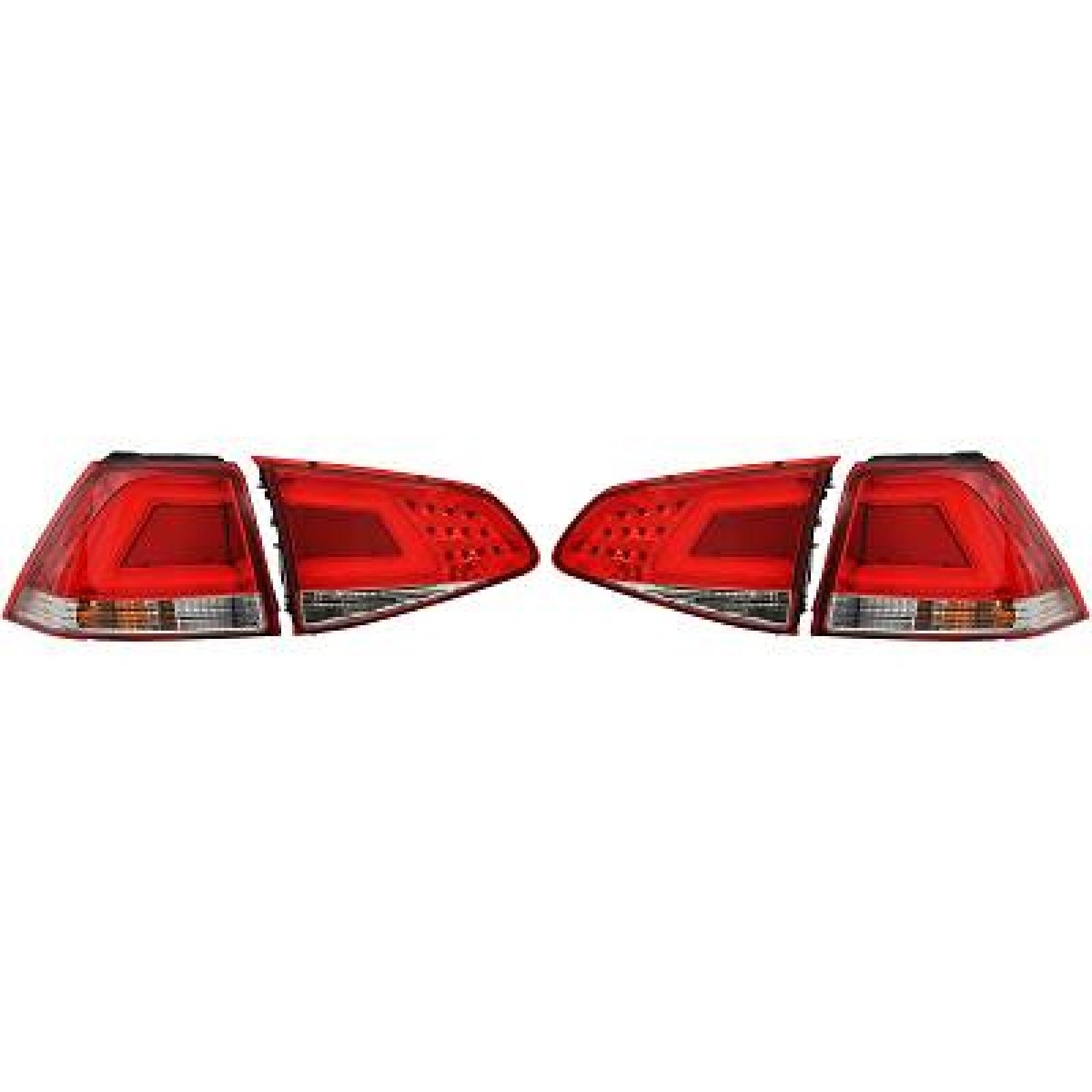 DESIGNRÜCKLAMP.SET GOLF 7, passend für 12-17     ROT/WEISS/CHROM,