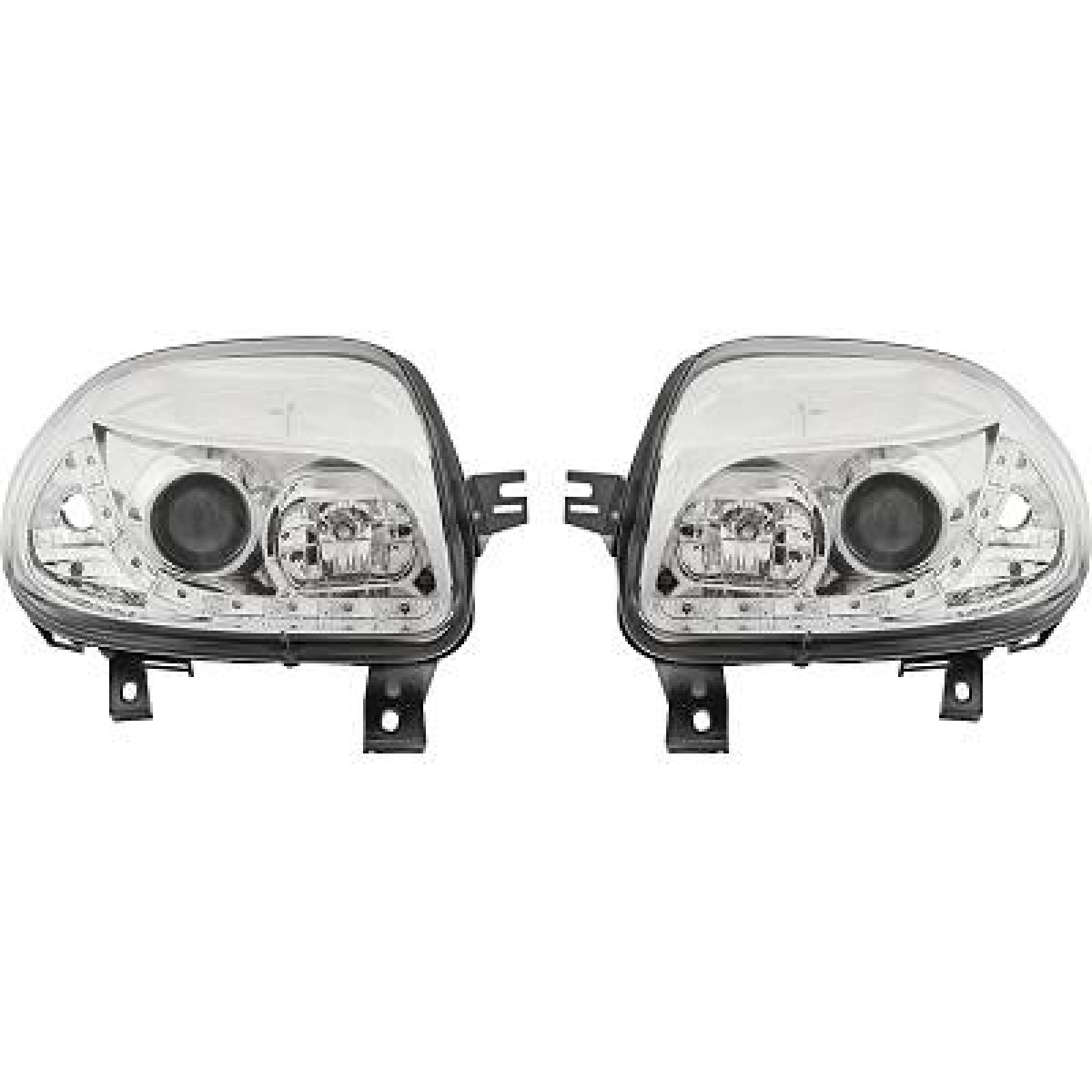 DESIGNSCHEINWER.SET  CLIO, passend für 98-01       KLARGLAS/CHROM