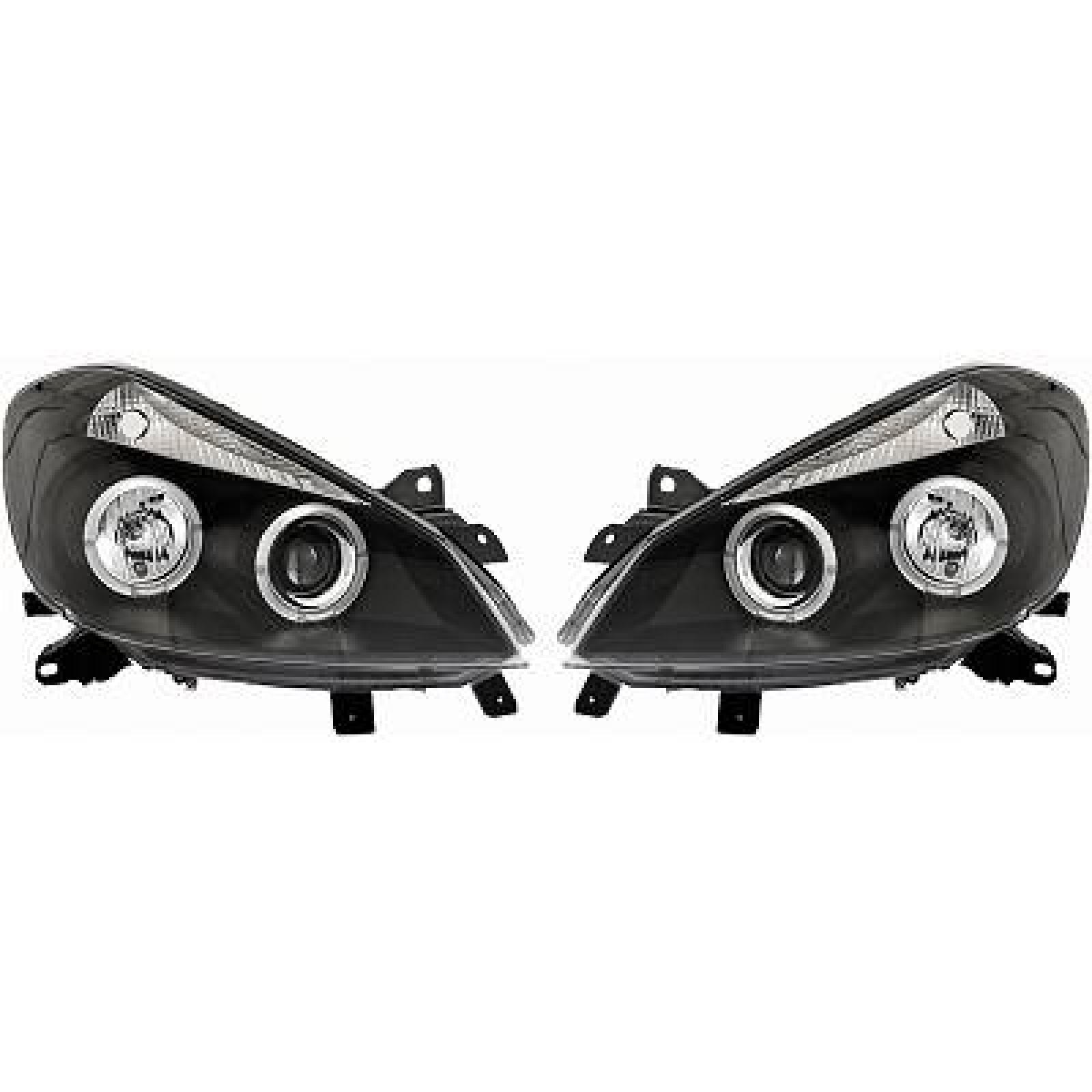 DESIGNSCHEINWERF.SET CLIO, passend für 05-09     KLARGLAS/SCHWARZ