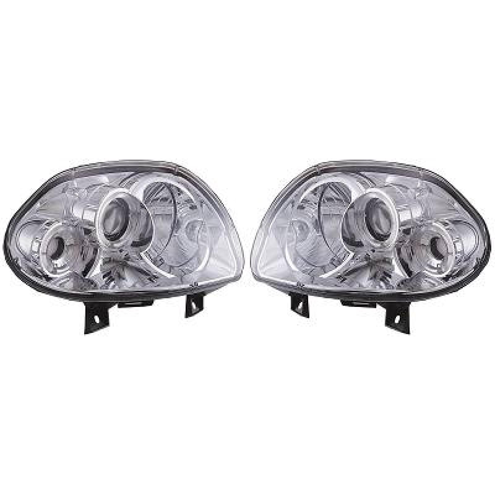 DESIGNSCHEINWERF.SET CLIO, passend für 98-01       KLARGLAS/CHROM